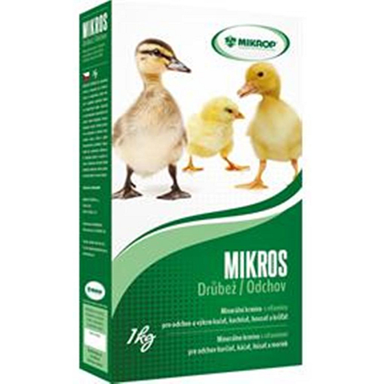 Mikros Poultry supplementary mineral feed with vitamins for breeding and fattening chickens, ducks, goslings and turkeys 1 kg