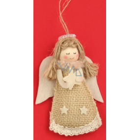 Angel jute star in hand for hanging 10 cm