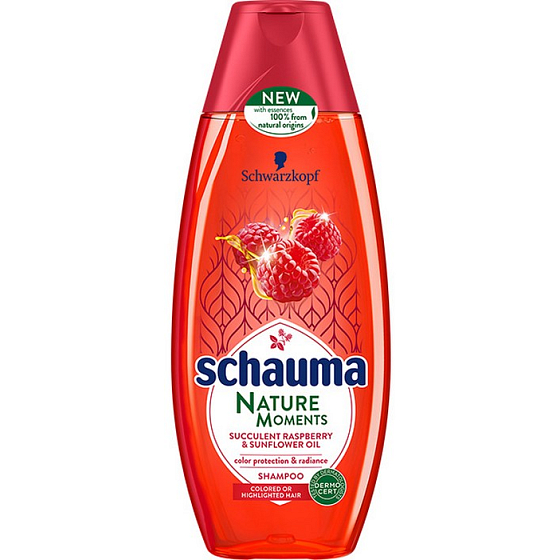 Schauma Nature Moments Juicy raspberry and sunflower oil for color protection and shine hair shampoo 250 ml