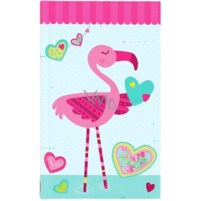Albi Padlock lined Flamingo with heart 96 pages 9.5 cm x 15.5 cm x 0.9 cm