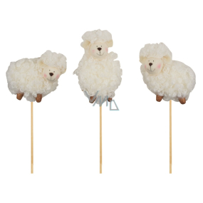 Sheep white curly recess 8 cm + skewers 1 piece