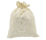 Fabric bag with silver angel 27 x 36 cm