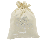 Cloth bag with a silver angel 27 x 36 cm