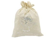 Cloth bag with a silver angel 27 x 36 cm