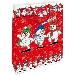 Nekupto Gift paper bag 32.5 x 26 x 13 cm Christmas red snowmen