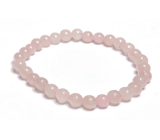 Rose bracelet elastic natural stone, ball 6 mm / 16 - 17 cm, love stone