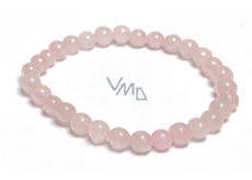 Rose bracelet elastic natural stone, ball 6 mm / 16 - 17 cm, love stone