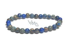 Jasper / Regalite Imperial sea sediment blue bracelet elastic mixed mineral, ball 6 mm / 16 - 17 cm