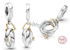 Sterling Silver 925 Wedding Rings - Happy Love, 2in1 Pendant Bracelet Love