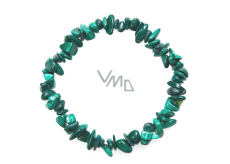 Malachite bracelet elastic chopped natural stone 19 cm, wishing stone