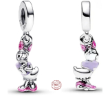 Charm Sterling silver 925 Disney Daisy with pink enamel, movie bracelet pendant