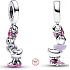 Charm Sterling silver 925 Disney Daisy with pink enamel, movie bracelet pendant