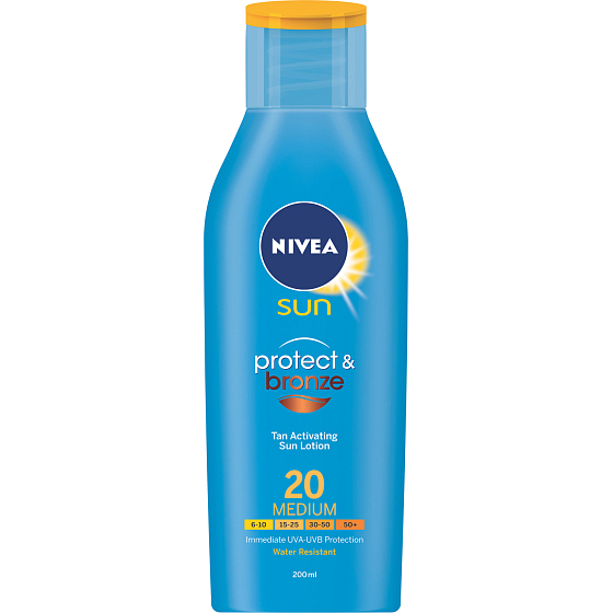 Nivea Sun OF 20 Protect & Bronze tanning milk, 200 ml