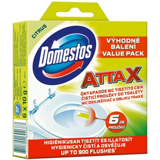 Domestos Attax Lemon toilet cleaning strips 6 x 10 g