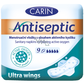 Carin Antiseptic Ultra Wings sanitary pads with wings with an active oxygen content of 9 pieces