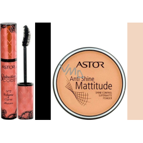 Astor Seduction Codes N2 Volume & Curve mascara black 10.5 ml + Astor Anti Shine Mattitude powder 003 14 g, gift set