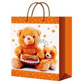 Anděl Gift paper bag 32 x 26 x 12,7 cm beige, 2 teddy bears L