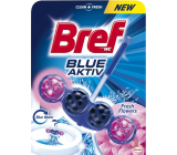 Bref Blue Aktiv Fresh Flowers WC block for hygienic cleanliness and freshness of your toilet, colors the water to a blue shade of 50 g