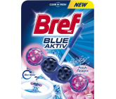 Bref Blue Aktiv Fresh Flowers WC block for hygienic cleanliness and freshness of your toilet, colors the water to a blue shade 50 g