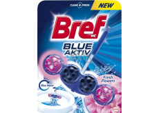 Bref Blue Aktiv Fresh Flowers WC block for hygienic cleanliness and freshness of your toilet, colors the water to a blue shade of 50 g