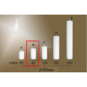 Lima Gastro smooth candle white cylinder 40 x 80 mm 1 piece