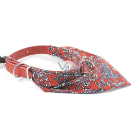 B&F Leather collar with cotton scarf red 2.2 x 55 cm