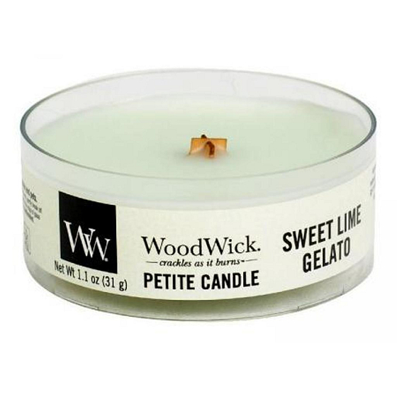WoodWick Sweet Lime Gelato - Sweet ice cream scented candle with wooden wick petite 31 g