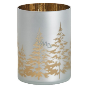 Yankee Candle Winter Trees - Winter trees candlestick made of frosted glass, mirrored interior for shadow play for medium and large scented candles Classic 11 x 15 cm