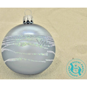 Irisa Glass Baubles grey metal, white decoration, set of 7 cm 12 pieces