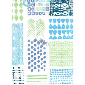 Nekupto Gift paper bag 32.5 x 26 x 13 cm Blue, green patterns 1719 40 KFL