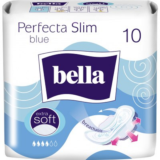 Bella Perfecta Slim Blue ultra-thin sanitary pads with wings 10 pieces