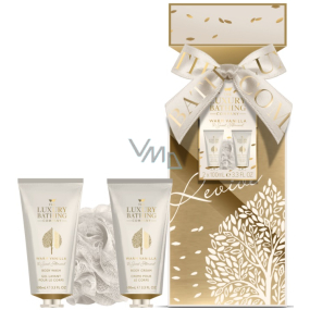 Grace Cole Warm Vanilla & Sweet Almond cleansing gel 100 ml + body lotion 100 ml + cleansing sponge, cosmetic set for women