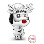 Sterling silver 925 Rudolph with red reindeer nose, bead for Christmas bracelet