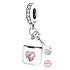 Sterling silver 925 Airpods headphones with pink heart, 2in1 pendant bracelet interests