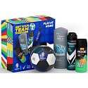 Rexona Euro 2024 Advanced Protection Invisible antiperspirant spray 150 ml + Axe Jungle Fresh deodorant spray 150 ml + Dove Men +Care Clean Comfort shower gel 250 ml + football ball + pump, gift set for men