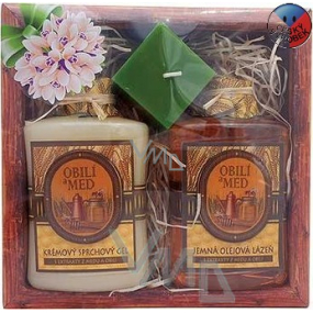 Bohemia Gifts Grain and honey shower gel 300 ml + Bath 300 ml + Candle, cosmetic set