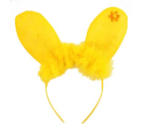 Headband ears with feather yellow 23 cm