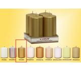 Lima Candle smooth metal gold cylinder 50 x 100 mm 4 pieces