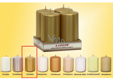 Lima Candle smooth metal gold cylinder 50 x 100 mm 4 pieces
