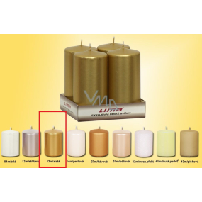 Lima Candle smooth metal gold cylinder 50 x 100 mm 4 pieces