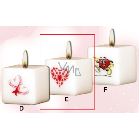Lima Valentine's candle 1 heart candle with decal white cube 45 x 45 mm 1 piece