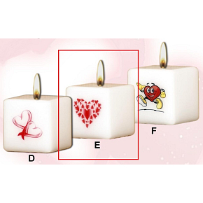 Lima Valentine's Candle 1 Heart Candle with Imprint White Cube 45 x 45 mm 1 Piece