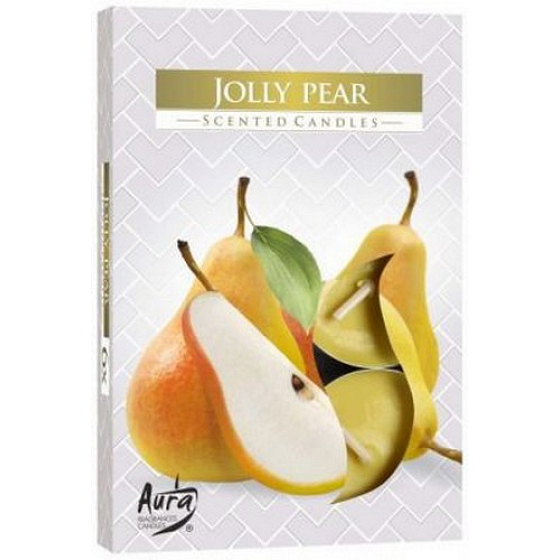 Bispol Aura Jolly Pear - Merry pear scented tealights 6 pieces