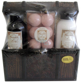Raphael Rosalee Cosmetics Embassy Deluxe Chocolate & Berries shower gel 140 + body lotion 140 ml + bath salt 6 x 15 g + sponge + chest, gift set