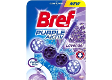 Bref Purple Aktiv Lavender toilet block for hygienic cleanliness and freshness of your toilet, colors the water in a purple shade of 50 g