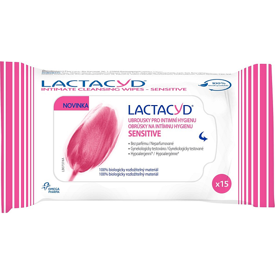 Lactacyd Sensitive wet wipes for intimate hygiene 15 pieces