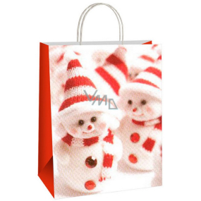 Ditipo Gift paper bag EKO 22 x 10 x 29 cm snowman in a hat with a scarf