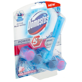 Domestos Power 5+ Blue Water Pink Magnolia Toilet Block 53 g