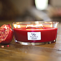 WoodWick Pomegranate - Pomegranate scented candle with wooden wide wick and glass boat lid 453 g