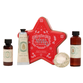 Panier des Sens Almond shower gel 70 ml + body lotion 40 ml + hand cream 30 ml + soap 25 g + box in star shape, cosmetic set